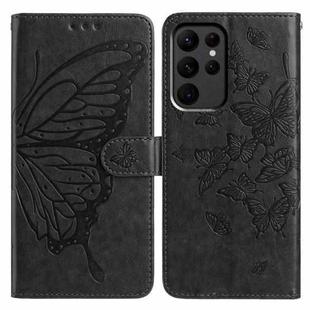 For Samsung Galaxy S23 Ultra 5G Butterfly Flutter Pattern Embossed Leather Phone Case(Black)