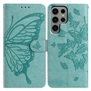 For Samsung Galaxy S24 Ultra 5G Butterfly Flutter Pattern Embossed Leather Phone Case(Green)