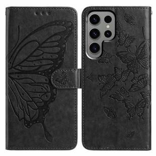 For Samsung Galaxy S24 Ultra 5G Butterfly Flutter Pattern Embossed Leather Phone Case(Black)