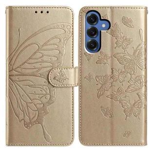 For Samsung Galaxy S25 5G Butterfly Flutter Pattern Embossed Leather Phone Case(Gold)