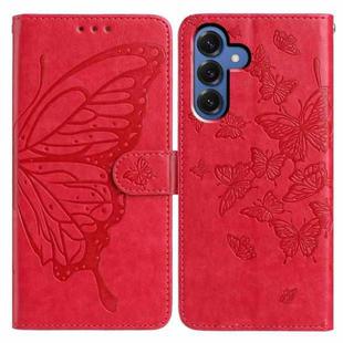 For Samsung Galaxy S25 5G Butterfly Flutter Pattern Embossed Leather Phone Case(Red)
