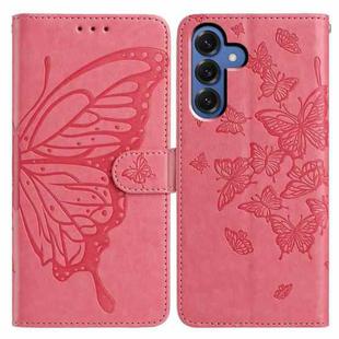 For Samsung Galaxy S25 5G Butterfly Flutter Pattern Embossed Leather Phone Case(Rose Red)