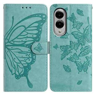 For Samsung Galaxy S25 Edge 5G Butterfly Flutter Pattern Embossed Leather Phone Case(Green)