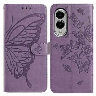 For Samsung Galaxy S25 Edge 5G Butterfly Flutter Pattern Embossed Leather Phone Case(Purple)