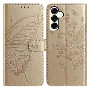 For Samsung Galaxy S25+ 5G Butterfly Flutter Pattern Embossed Leather Phone Case(Gold)