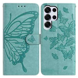 For Samsung Galax S25 Ultra 5G Butterfly Flutter Pattern Embossed Leather Phone Case(Green)