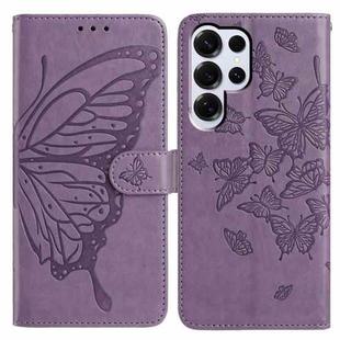 For Samsung Galax S25 Ultra 5G Butterfly Flutter Pattern Embossed Leather Phone Case(Purple)