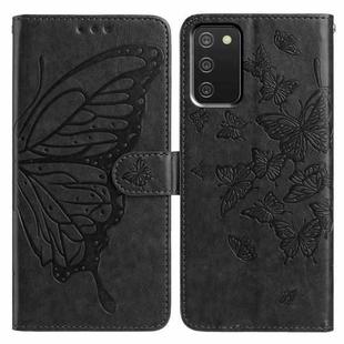 For Samsung Galaxy A02S Butterfly Flutter Pattern Embossed Leather Phone Case(Black)