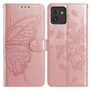 For Samsung Galaxy A03 Butterfly Flutter Pattern Embossed Leather Phone Case(Rose Gold)