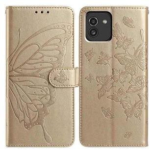 For Samsung Galaxy A03 Butterfly Flutter Pattern Embossed Leather Phone Case(Gold)