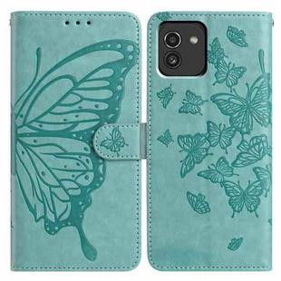 For Samsung Galaxy A03 Butterfly Flutter Pattern Embossed Leather Phone Case(Green)