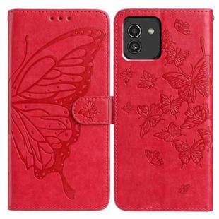 For Samsung Galaxy A03 Butterfly Flutter Pattern Embossed Leather Phone Case(Red)