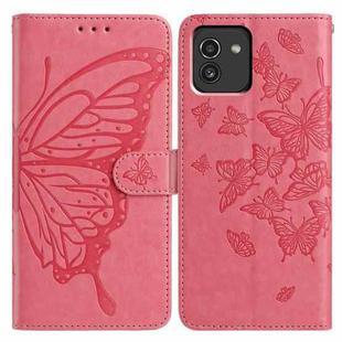 For Samsung Galaxy A03 Butterfly Flutter Pattern Embossed Leather Phone Case(Rose Red)