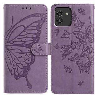 For Samsung Galaxy A03 Butterfly Flutter Pattern Embossed Leather Phone Case(Purple)