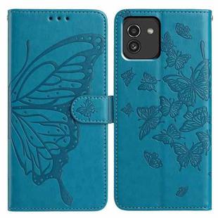 For Samsung Galaxy A03 Butterfly Flutter Pattern Embossed Leather Phone Case(Blue)