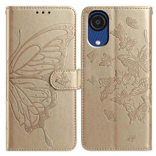 For Samsung Galaxy A03 Core Butterfly Flutter Pattern Embossed Leather Phone Case(Gold)