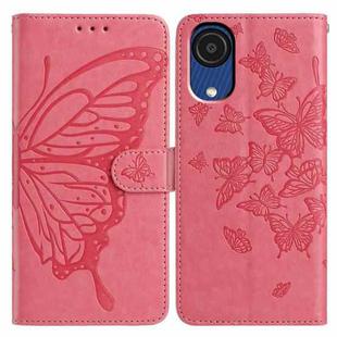 For Samsung Galaxy A03 Core Butterfly Flutter Pattern Embossed Leather Phone Case(Rose Red)