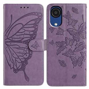 For Samsung Galaxy A03 Core Butterfly Flutter Pattern Embossed Leather Phone Case(Purple)