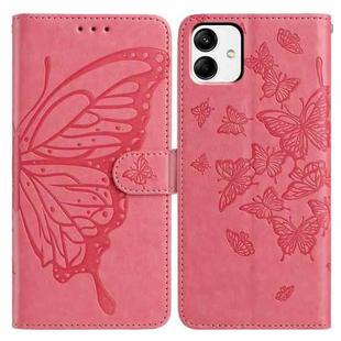 For Samsung Galaxy A04 Butterfly Flutter Pattern Embossed Leather Phone Case(Rose Red)