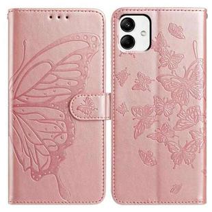 For Samsung Galaxy A04E Butterfly Flutter Pattern Embossed Leather Phone Case(Rose Gold)