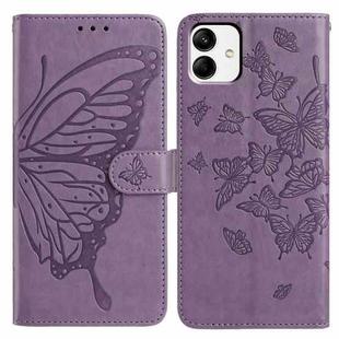 For Samsung Galaxy A04E Butterfly Flutter Pattern Embossed Leather Phone Case(Purple)