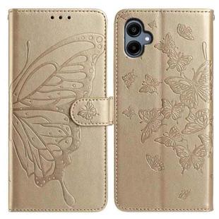For Samsung Galaxy A05 Butterfly Flutter Pattern Embossed Leather Phone Case(Gold)
