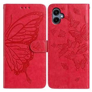 For Samsung Galaxy A05 Butterfly Flutter Pattern Embossed Leather Phone Case(Red)