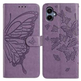 For Samsung Galaxy A05 Butterfly Flutter Pattern Embossed Leather Phone Case(Purple)