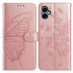 For Samsung Galaxy A06 Butterfly Flutter Pattern Embossed Leather Phone Case(Rose Gold)