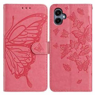 For Samsung Galaxy A06 Butterfly Flutter Pattern Embossed Leather Phone Case(Rose Red)