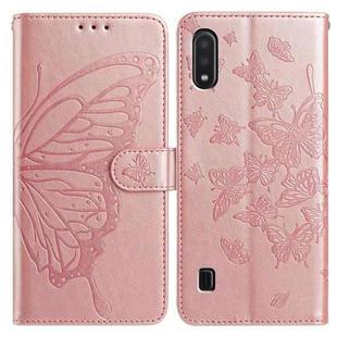 For Samsung Galaxy A10 / M10 Butterfly Flutter Pattern Embossed Leather Phone Case(Rose Gold)