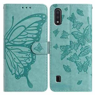 For Samsung Galaxy A10 / M10 Butterfly Flutter Pattern Embossed Leather Phone Case(Green)