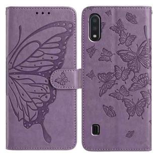 For Samsung Galaxy A10 / M10 Butterfly Flutter Pattern Embossed Leather Phone Case(Purple)