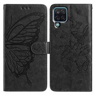 For Samsung Galaxy A12 5G Butterfly Flutter Pattern Embossed Leather Phone Case(Black)