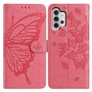For Samsung Galaxy A13 4G Butterfly Flutter Pattern Embossed Leather Phone Case(Rose Red)