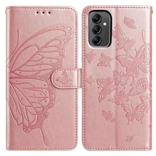 For Samsung Galaxy A14 Butterfly Flutter Pattern Embossed Leather Phone Case(Rose Gold)