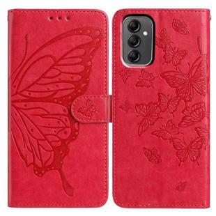 For Samsung Galaxy A14 Butterfly Flutter Pattern Embossed Leather Phone Case(Red)
