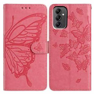 For Samsung Galaxy A14 Butterfly Flutter Pattern Embossed Leather Phone Case(Rose Red)