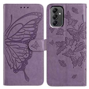 For Samsung Galaxy A14 Butterfly Flutter Pattern Embossed Leather Phone Case(Purple)