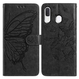 For Samsung Galaxy A20E Butterfly Flutter Pattern Embossed Leather Phone Case(Black)