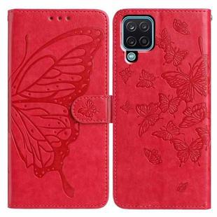 For Samsung Galaxy A22 4G Butterfly Flutter Pattern Embossed Leather Phone Case(Red)