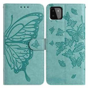 For Samsung Galaxy A22 5G Butterfly Flutter Pattern Embossed Leather Phone Case(Green)