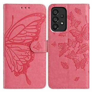 For Samsung Galaxy A23 Butterfly Flutter Pattern Embossed Leather Phone Case(Rose Red)