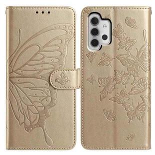 For Samsung Galaxy A32 4G Butterfly Flutter Pattern Embossed Leather Phone Case(Gold)