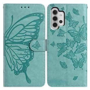 For Samsung Galaxy A32 4G Butterfly Flutter Pattern Embossed Leather Phone Case(Green)