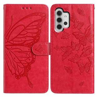 For Samsung Galaxy A32 5G Butterfly Flutter Pattern Embossed Leather Phone Case(Red)