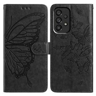 For Samsung Galaxy A33 Butterfly Flutter Pattern Embossed Leather Phone Case(Black)