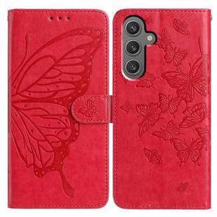 For Samsung Galaxy A35 Butterfly Flutter Pattern Embossed Leather Phone Case(Red)