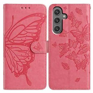 For Samsung Galaxy A35 Butterfly Flutter Pattern Embossed Leather Phone Case(Rose Red)