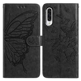 For Samsung Galaxy A50 Butterfly Flutter Pattern Embossed Leather Phone Case(Black)